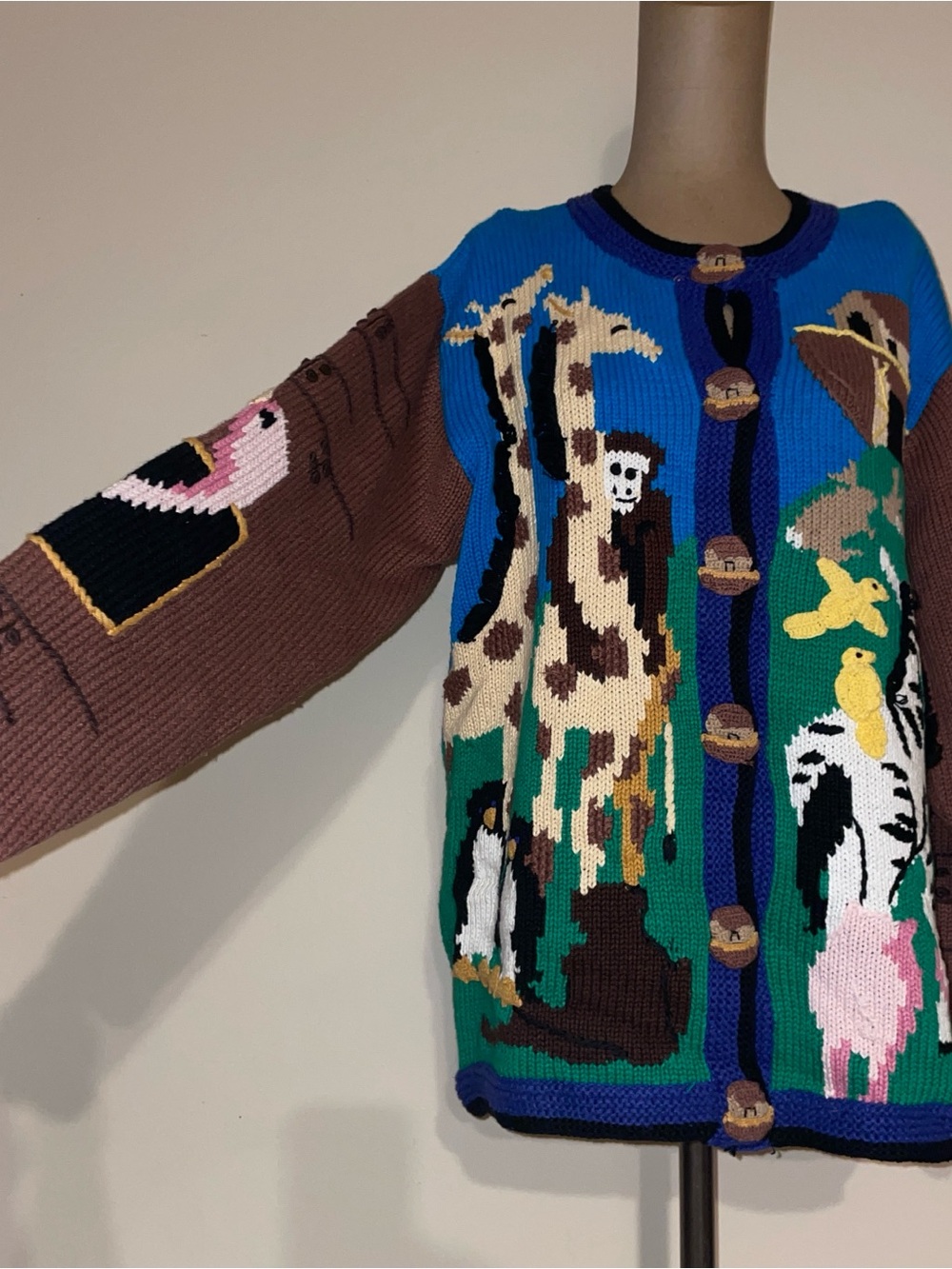 Multicolor Animal Knit Cardigan Sweater heavy-Noah’s Ark